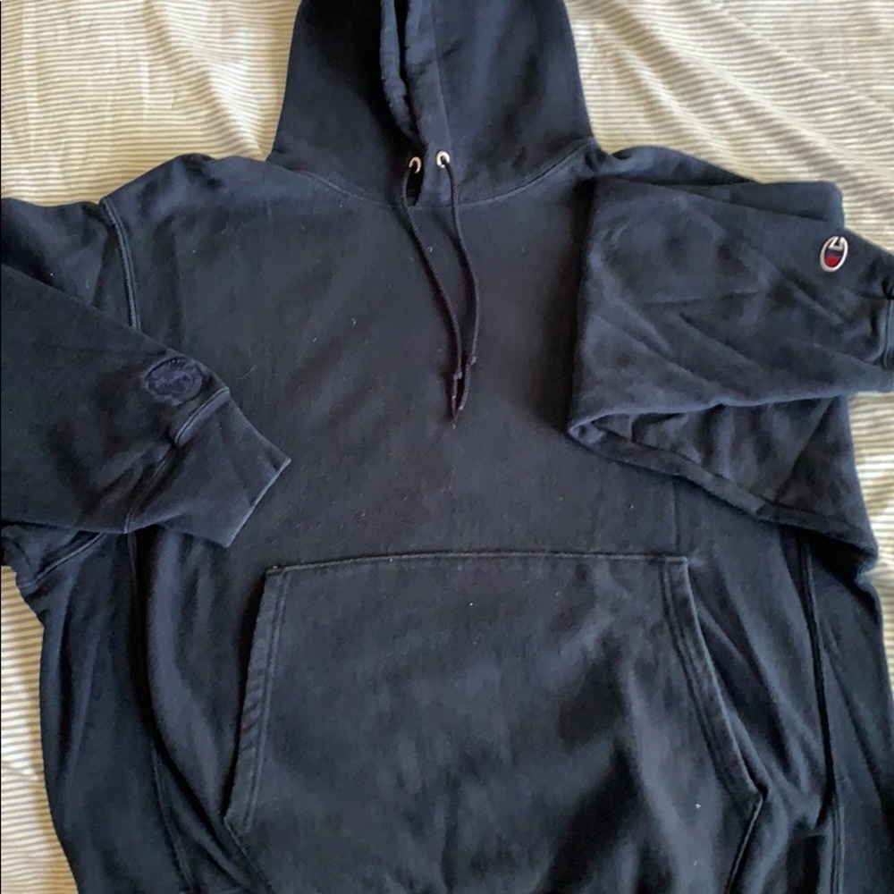 Champion navy blue hoodie hooded sweatshirt Size L